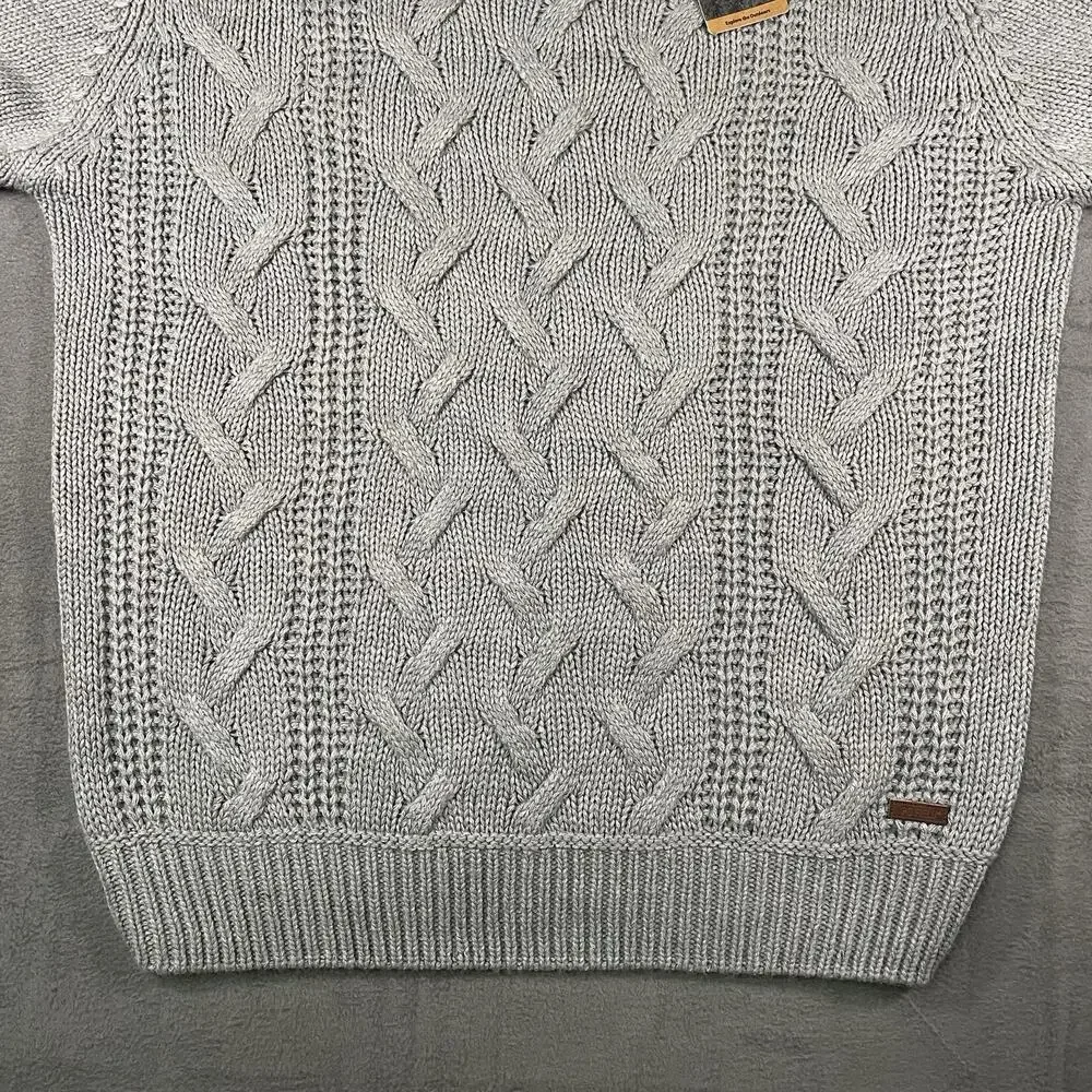 PG Field Sweater Gray Mens XL Knit Cable Crewneck Cotton Outdoor Casual